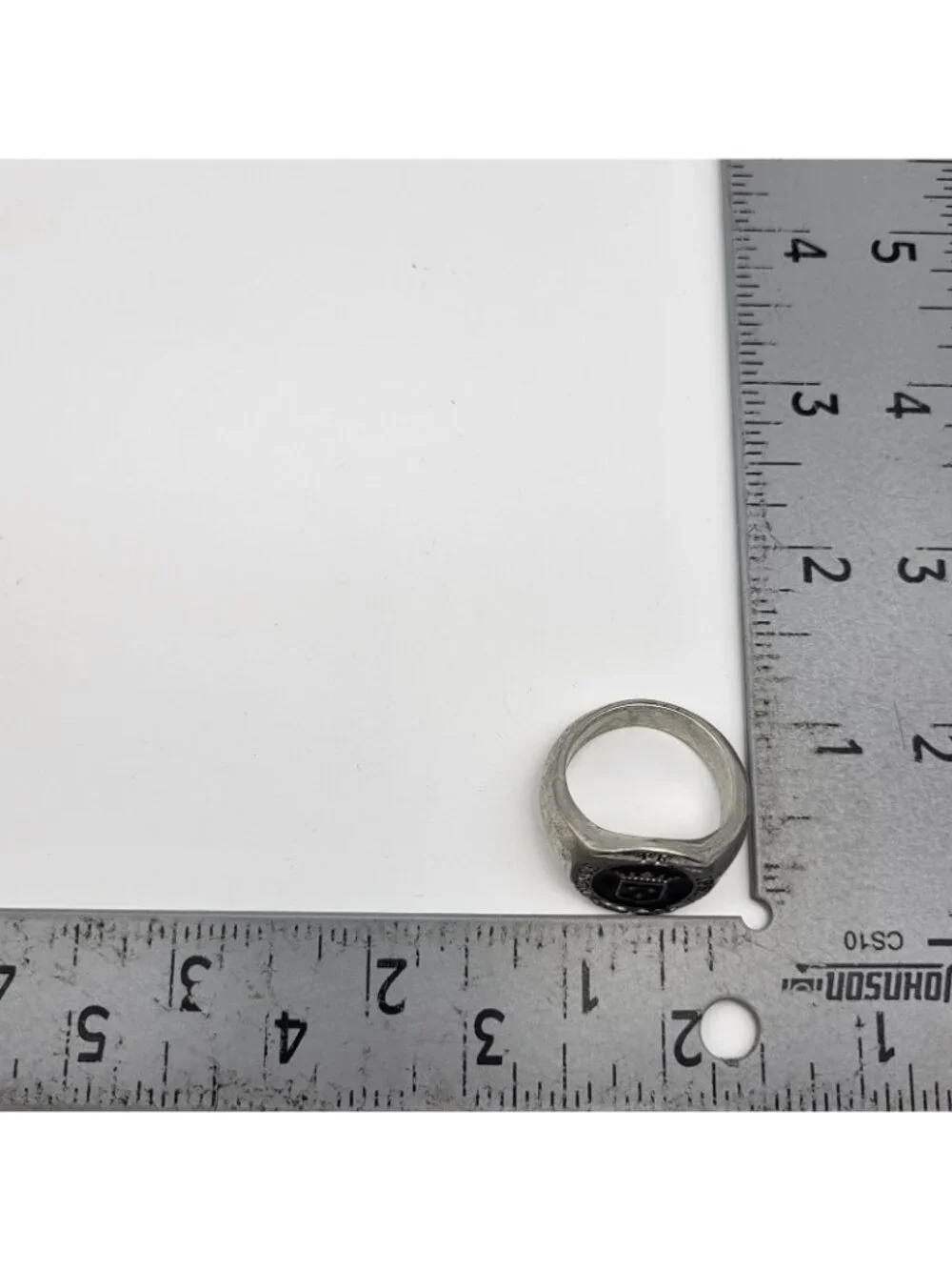 Nosce Te Ipsum Know Thyself Ring Stainless Steel Enamel sz 12 Signet